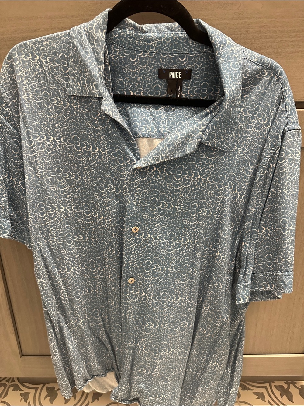 PAIGE Men's Light Blue Floral Button-Up Shirt